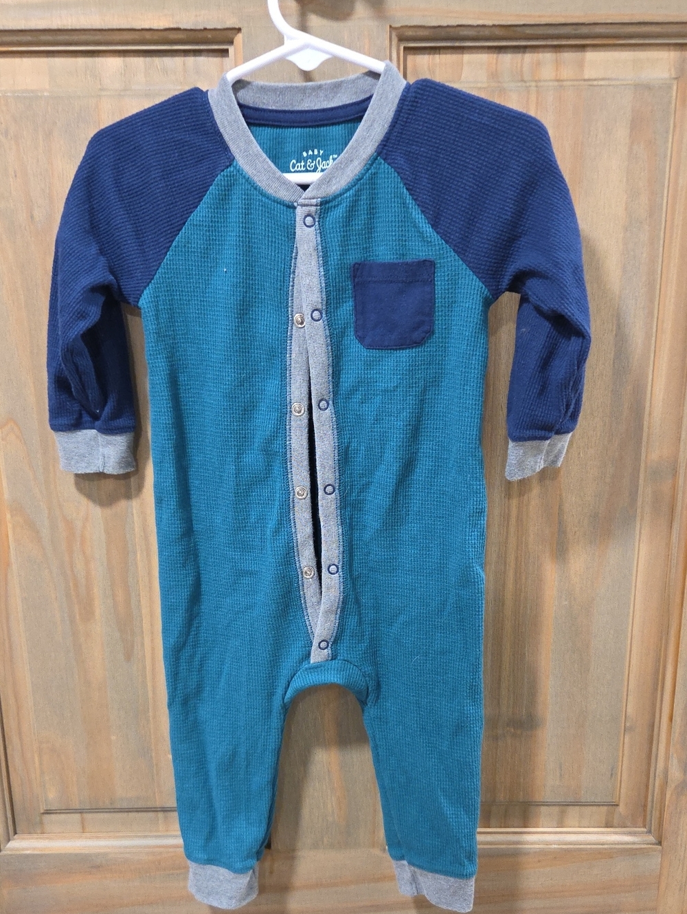 **BUNDLE & SAVE** Cat & Jack Teal and Navy Waffle Knit One-Piece Bodysuit
